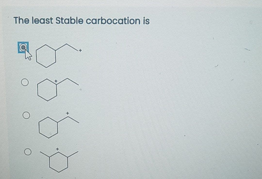 The least Stable carbocation is
