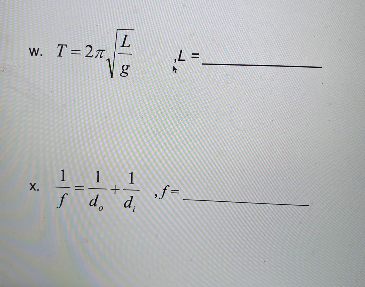 W. T = 2π
1 1
1
1
+
f d d
0
X.
|| 00
||
√g
,L=
,f=
