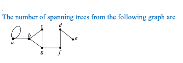 The number of spanning trees from the following graph
d
a
