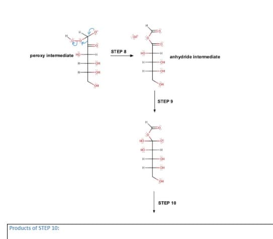 STEP 8
peroxy intemediate
anhydride intermediate
H-
OH
STEP 9
HO
STEP 10
Products of STEP 10:
