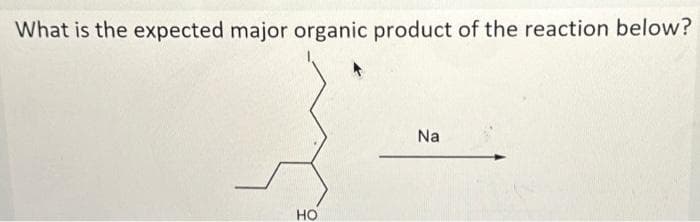 What is the expected major organic product of the reaction below?
HO
Na