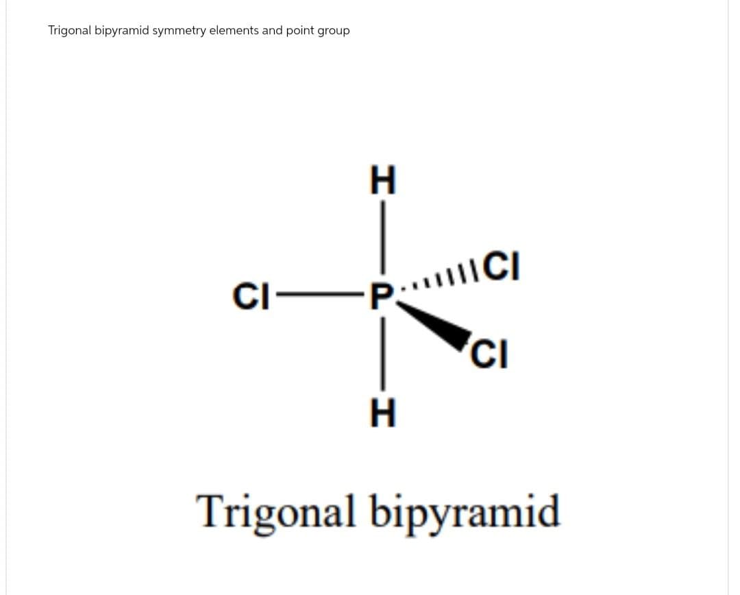 Trigonal bipyramid symmetry elements and point group
H
H
CI
Trigonal bipyramid