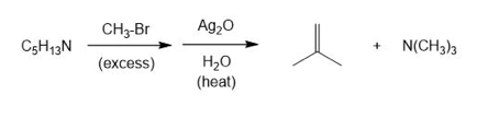 CH3-Br
Ag,0
C5H13N
N(CH3)3
+
H20
(heat)
(еxcess)
