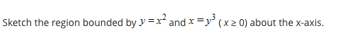 Sketch the region bounded by y =x² and x =y' ( x 2 0) about the x-axis.
