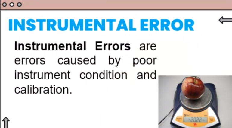 000
INSTRUMENTAL ERROR
Instrumental Errors are
errors caused by poor
instrument condition and
calibration.
-2022
