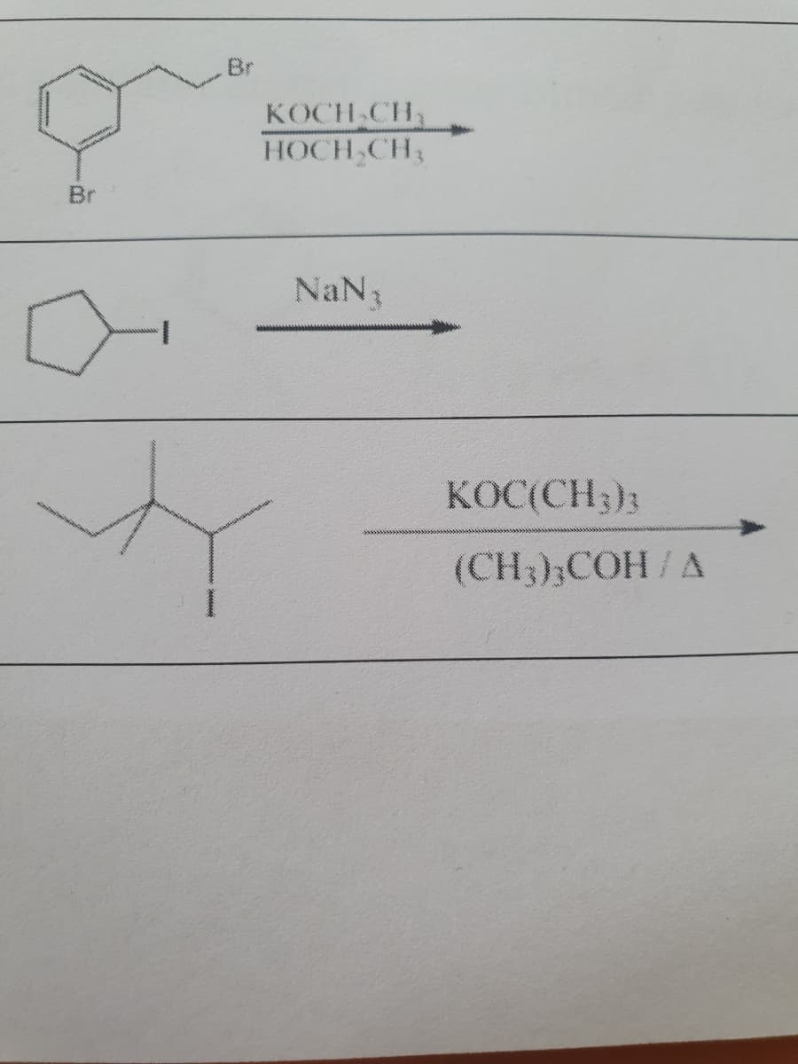 KOCH-CH₂
HOCH CH3
NaN,
KOC(CH3)3
(CH3),COH / A