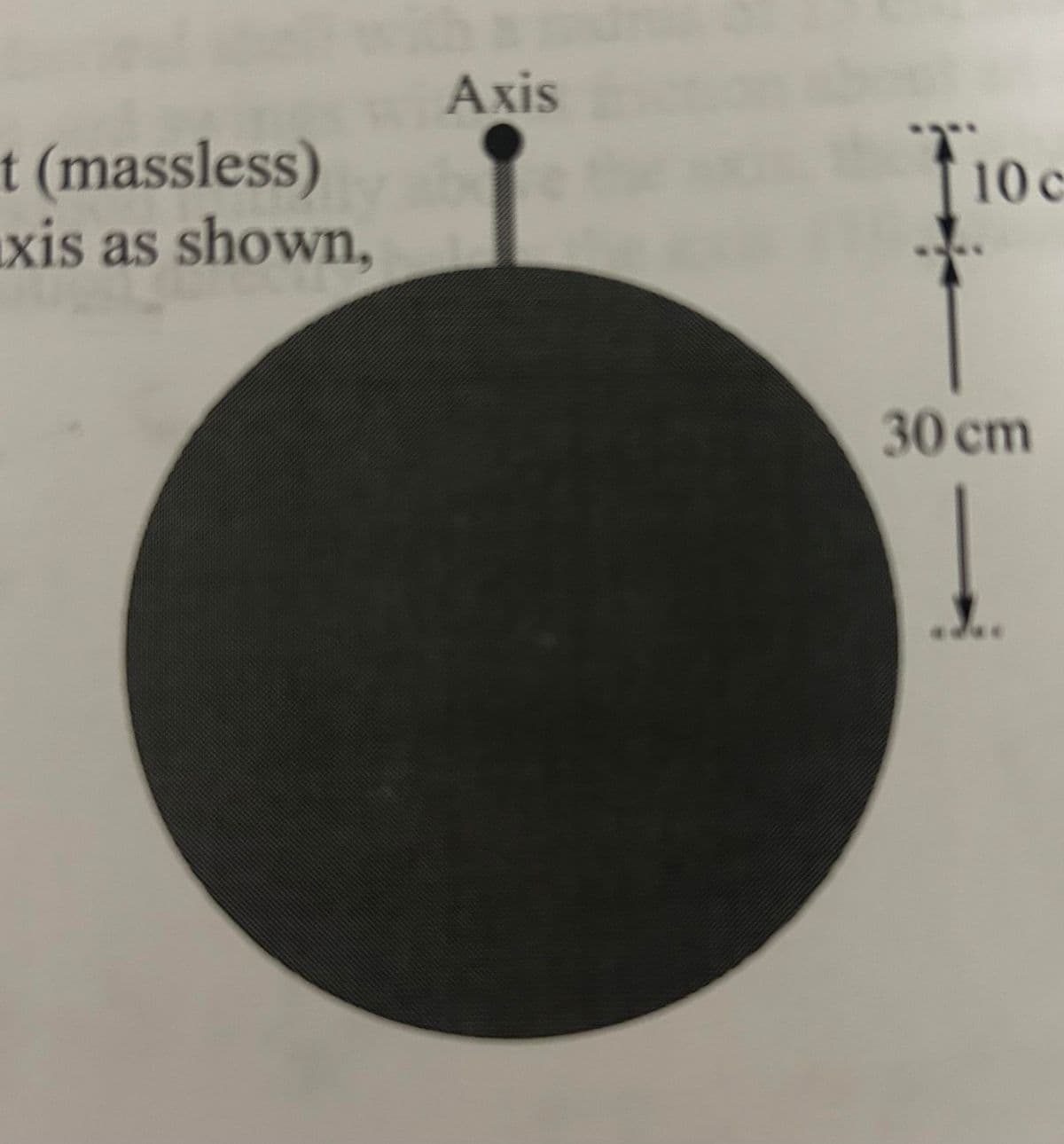 t (massless)
xis as shown,
Axis
10 c
30 cm
↓