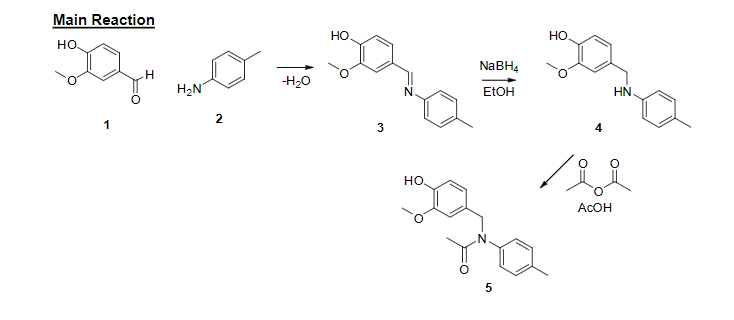 Main Reaction
но
но
но
NABH4
-H20
H2N
ELOH
HN.
3
но.
ACOH
2.
