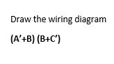 Draw the wiring diagram
(A'+B) (B+C')
