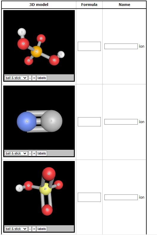 3D model
ball & stick ✔ + labels
ball & stick
S
ball & stick ✓ |-| + labels
+ labels
C
Formula
Name
ion
ion
ion