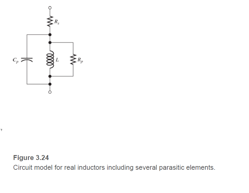 R,
Rp
Figure 3.24
Circuit model for real inductors including several parasitic elements.
