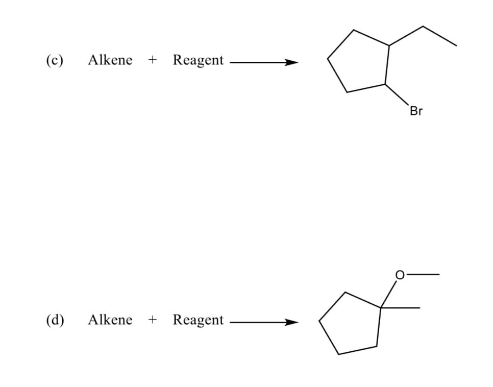 (c)
Alkene
+
Reagent
Br
(d)
Alkene
+ Reagent
