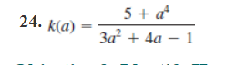 5 + a
24. k(a)
3a² + 4a – 1
