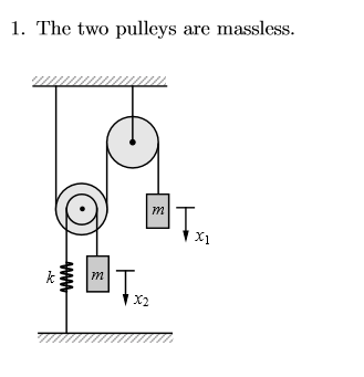 1. The two pulleys are massless.
m
m
T
X2
ww
