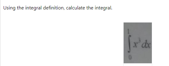 Using the integral definition, calculate the integral.
