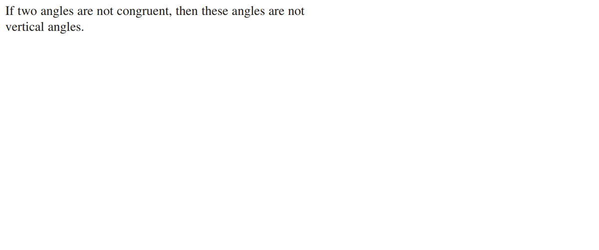 If two angles
vertical angles.
are not congruent, then these angles
are not
