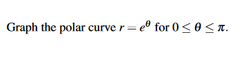 Graph the polar curve r = e® for 0< 0 < n.
