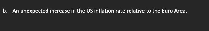 b. An unexpected increase in the US inflation rate relative to the Euro Area.
