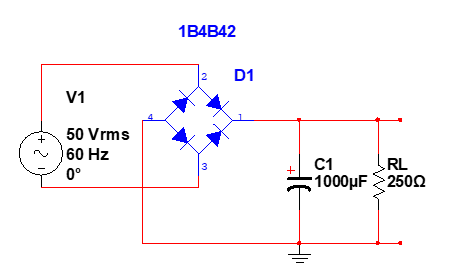 1B4B42
D1
V1
50 Vrms
60 Hz
0°
C1
RL
1000µF 250O
2.
