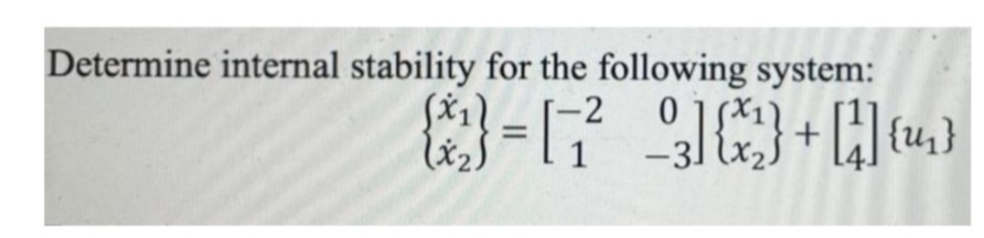 Determine internal stability for the following system:
-2
liz.
1
-31
