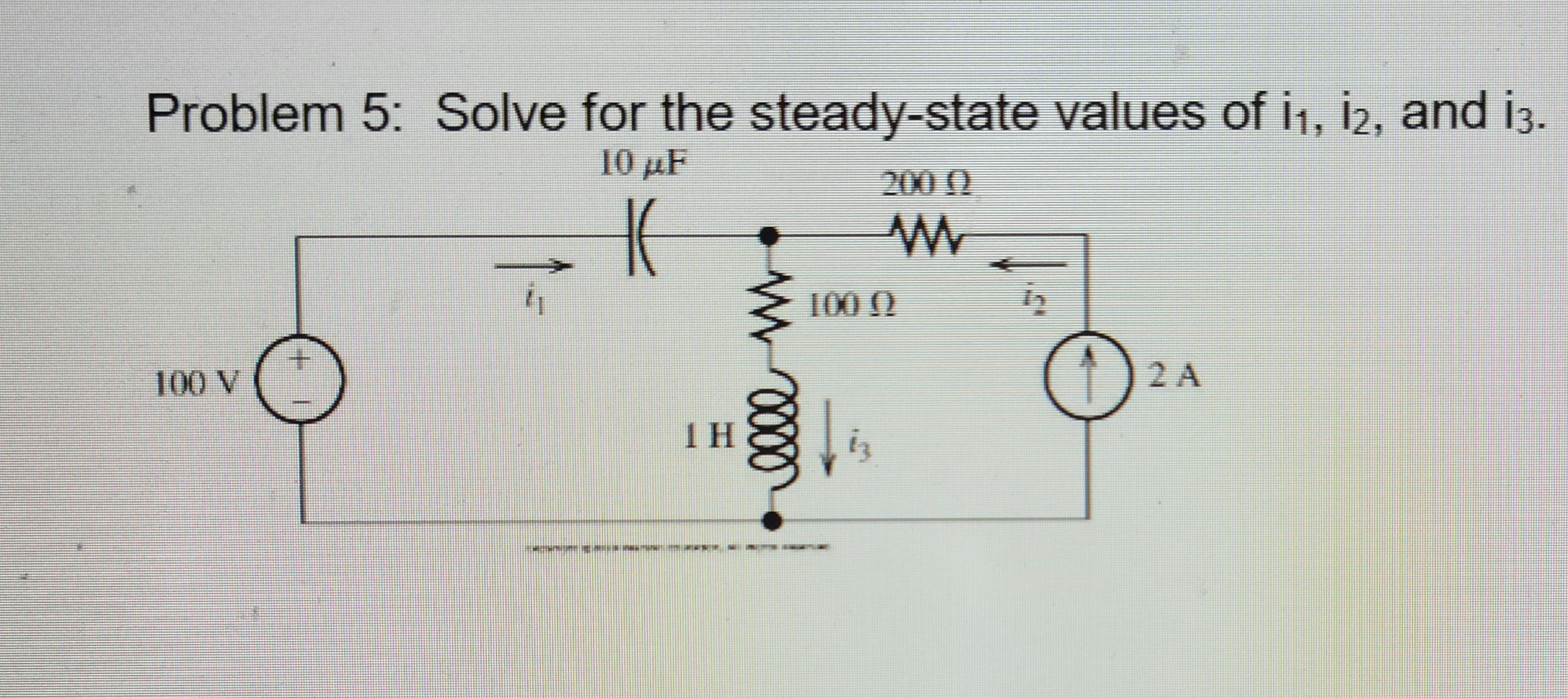 Solve for the steady-state values of i1, İ2, and i3.
