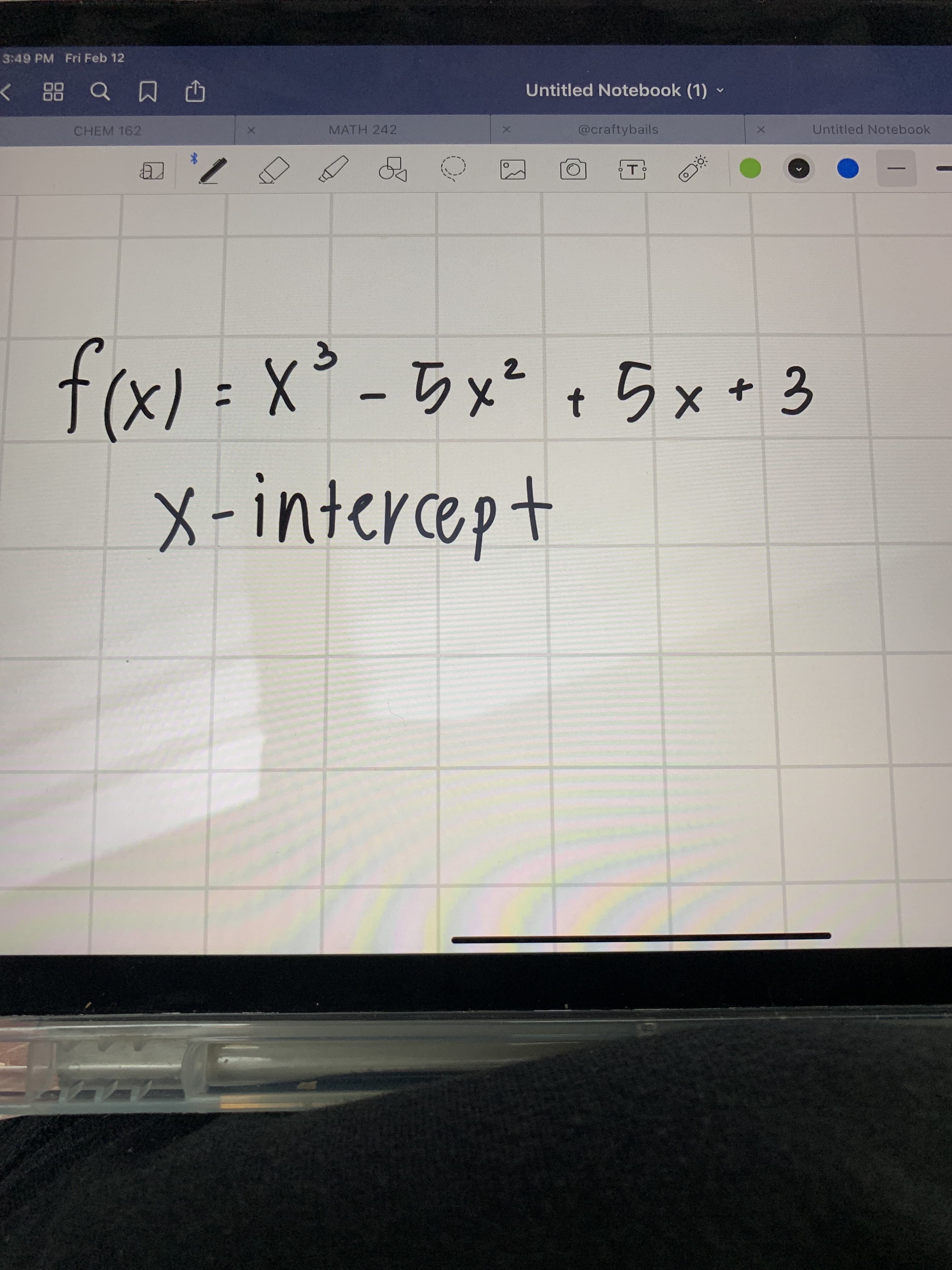 frx) = x² -5x* , 5x * 3
%3D
t
X-intercept
