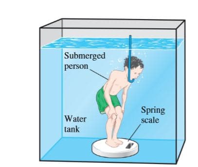 Submerged
person
Water
tank
Spring
scale
