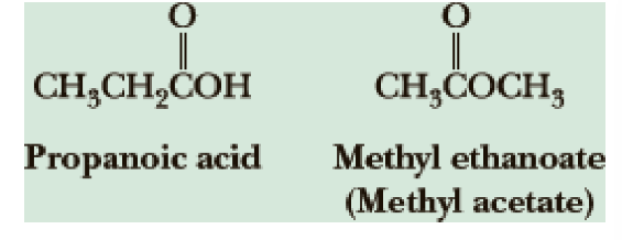 CH;CH,ČOH
CH;COCH,
Methyl ethanoate
(Methyl acetate)
Propanoic acid
