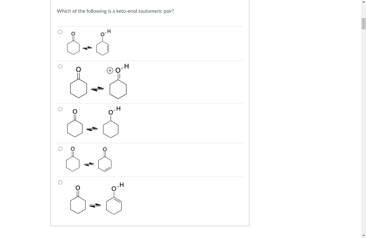 Which of the following is a keto-enol tautomeric pair?
o-H
