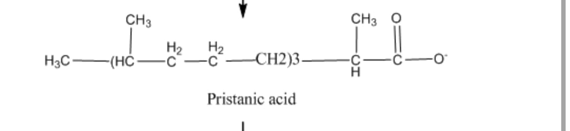 H3C
CH3
-(HC-
H₂ H₂
-C-C
-CH2)3-
Pristanic acid
CH3
IL.