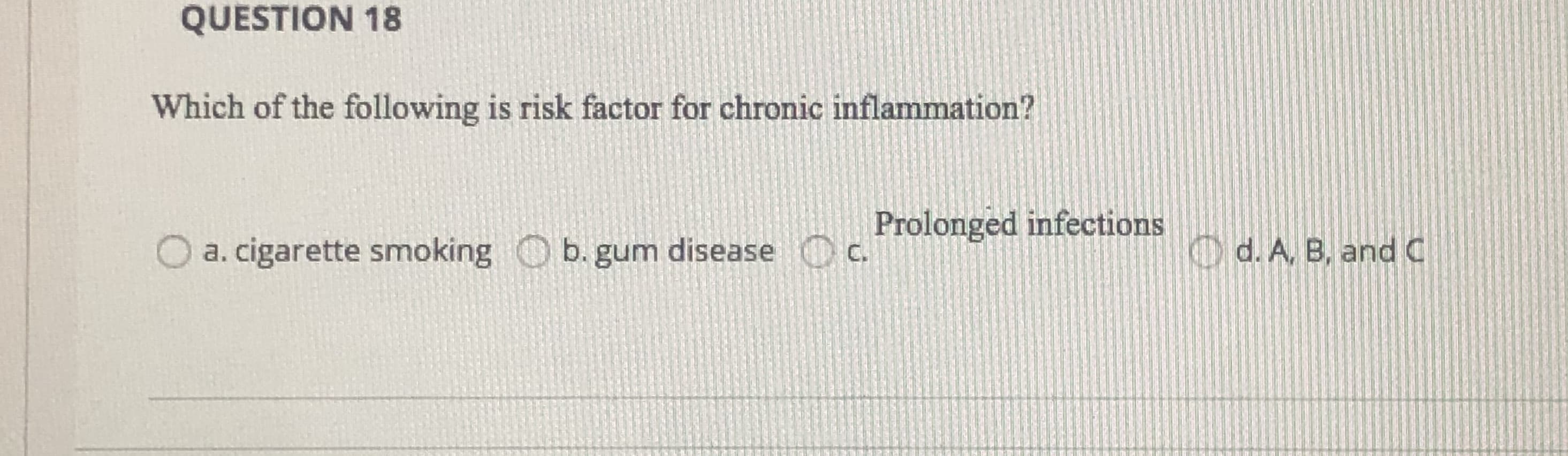 Which of the following is risk factor for chronic inflammation?
