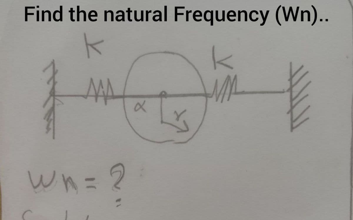 Find the natural Frequency (Wn)..
k
k
t
ЛАД
wn= ?
α