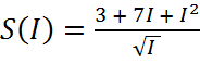 _S(I) =
s(1)
3+71 +1²
2
√I