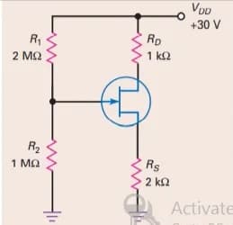 R₁
2 ΜΩ
R₂
1 ΜΩ
+1₁
RD
1 ΚΩ
Rs
2 ΚΩ
VDD
+30 V
Activate