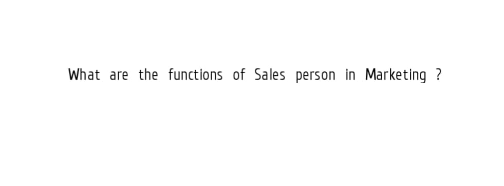 What are the functions of Sales person in Marketing ?