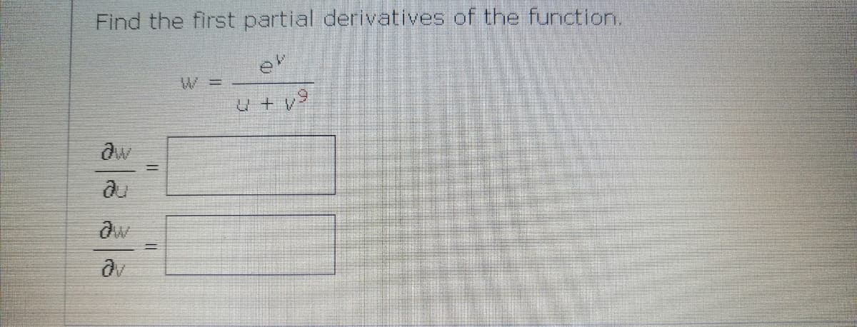Find the first partial derivatives of the function.
