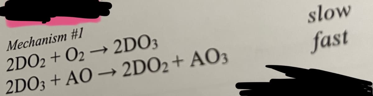 Mechanism #1
2DO2+O2 → 2DO3
2DO3+AO
→ 2DO2+ AO3
slow
fast