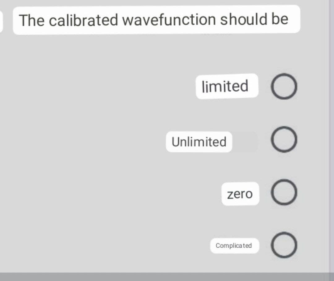 The calibrated wavefunction should be
limited
Unlimited
zero
Complicated
