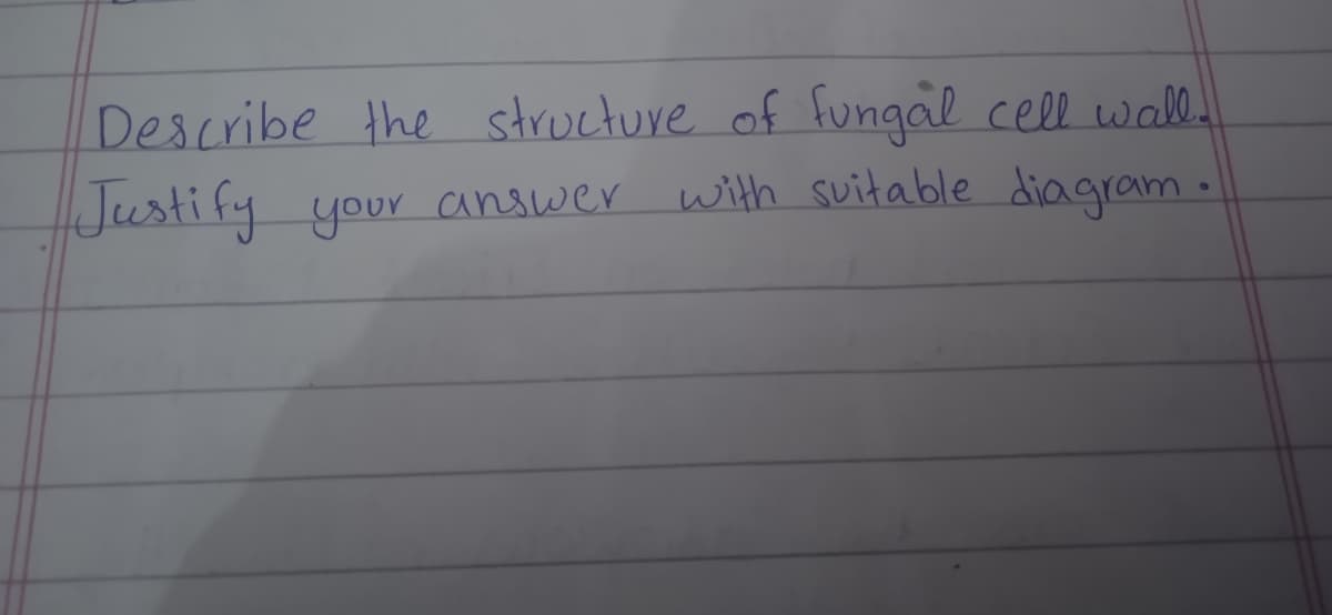 Describe the structure of fungal cell wall
with suitable diagram.
Justify your Canswer
