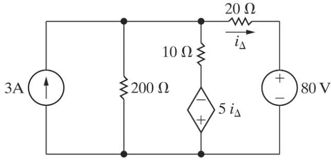 ЗА
200 Ω
10 Ω
+
20 Ω
Δ
15 11
i
+1
80 V