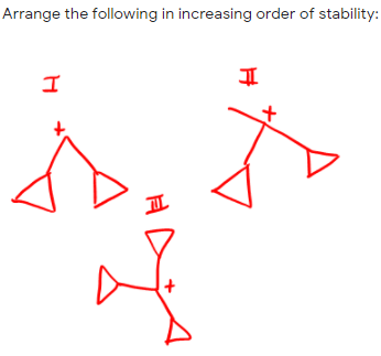 Arrange the following in increasing order of stability:
