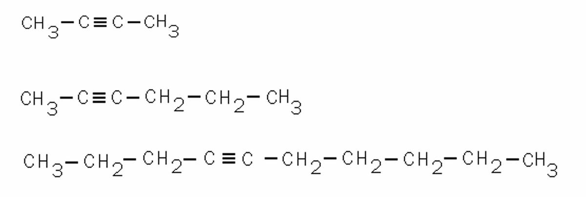 CH 3-C=C-CH3
CH3-C=C-CH2-CH2- CH,
CH3-CH2- CH2- C = C -CH2-CH2-CH2-CH2-CH3
