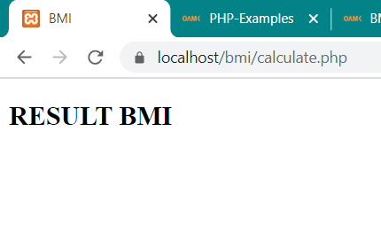 BMI
олмс PHP-Examples X
OAMC BI
A localhost/bmi/calculate.php
RESULT BMI
