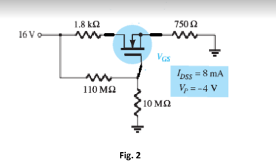 1.8 k2
7502
16 Vo
VGs
Ipss = 8 mA
110 ма
Vp = -4 V
10 ма
Fig. 2
