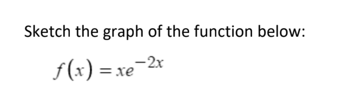 Sketch the graph of the function below:
f(x) =
2x
=xe