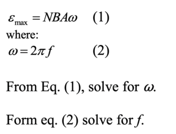 NBA@ (1)
=
max
where:
@=2nf
(2)
From Eq. (1), solve for w.
Form eq. (2) solve for f.
