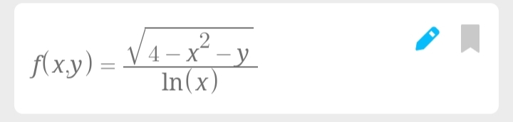 f(x,y)=
2
√4-x-y
In(x)