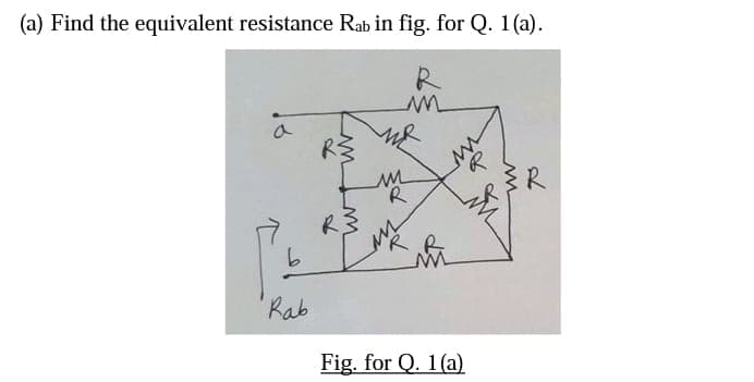 (a) Find the equivalent resistance Rab in fig. for Q. 1 (a).
Rab
Fig. for Q. 1(a)
