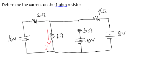Determine the current on the 1 ohm resistor
452
= 8V
Flov
