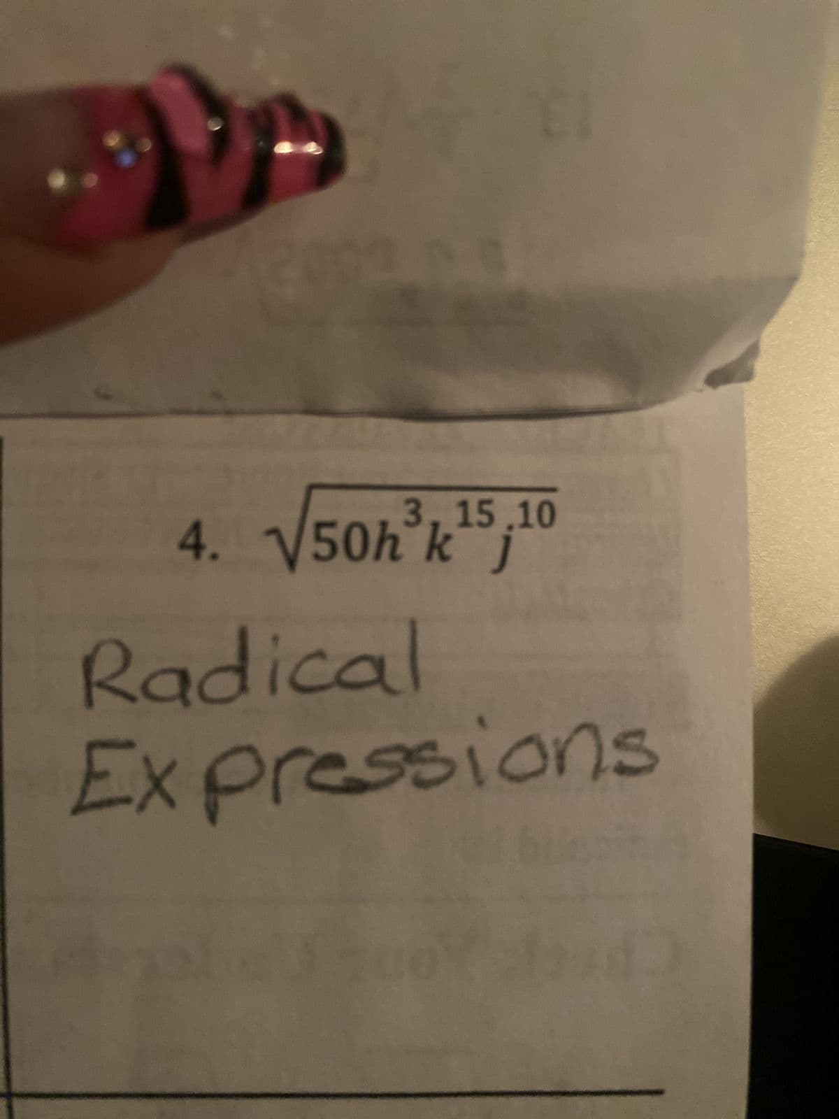 €1
3, 15,10
4. √50h³kj
Radical
Expressions